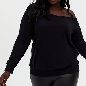 Black off shoulder sweatshirt
